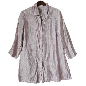 Cut Loose Women's Striped Button Down Tunic Top Casual Long Sleeve Blouse XL